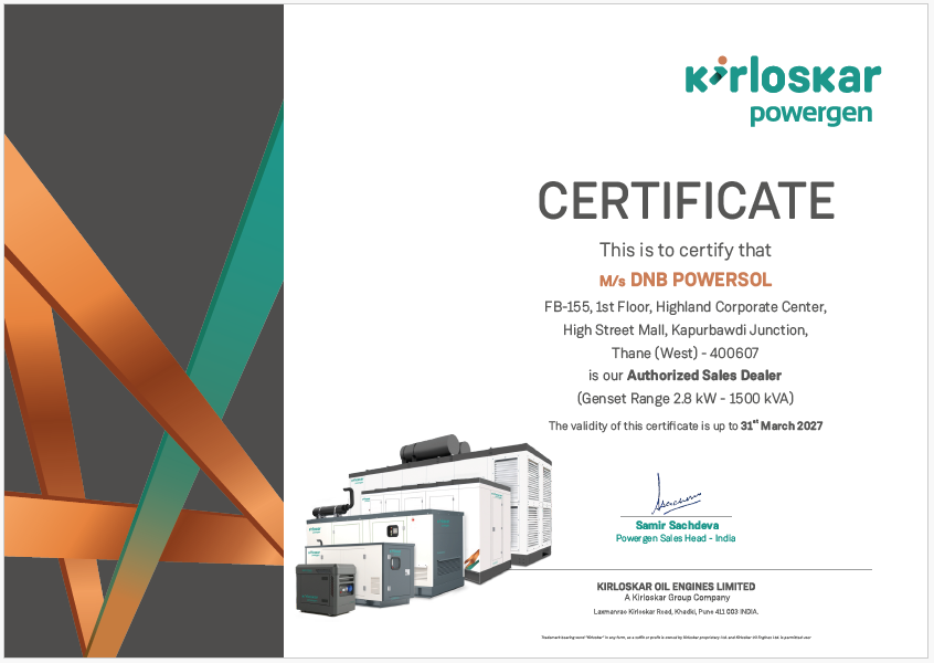 DNB PowerSol Authorized Kirloskar Genset Dealer